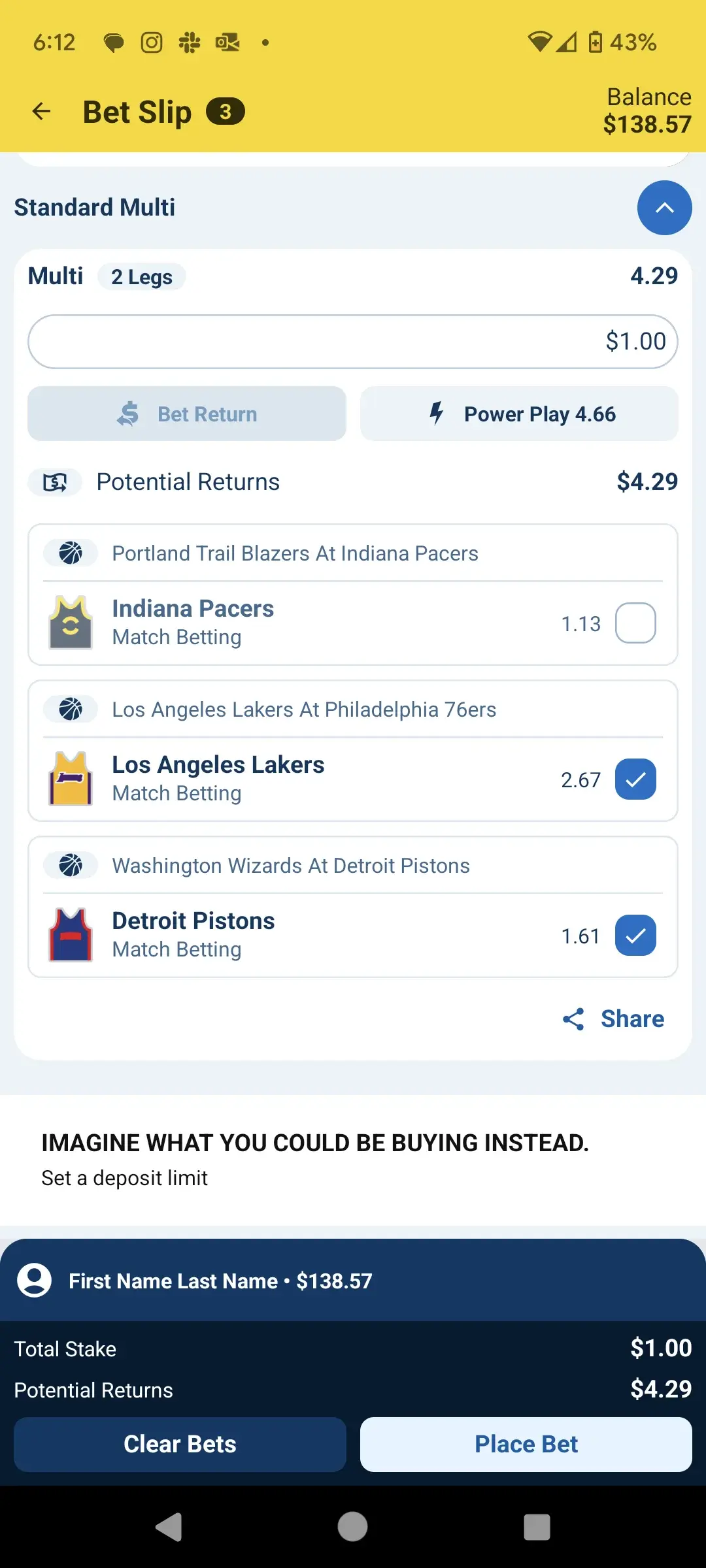 Sportsbet screenshot